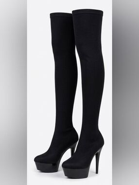 Ellie SHOES Thigh-High Stretch Lycra Stiletto Boot